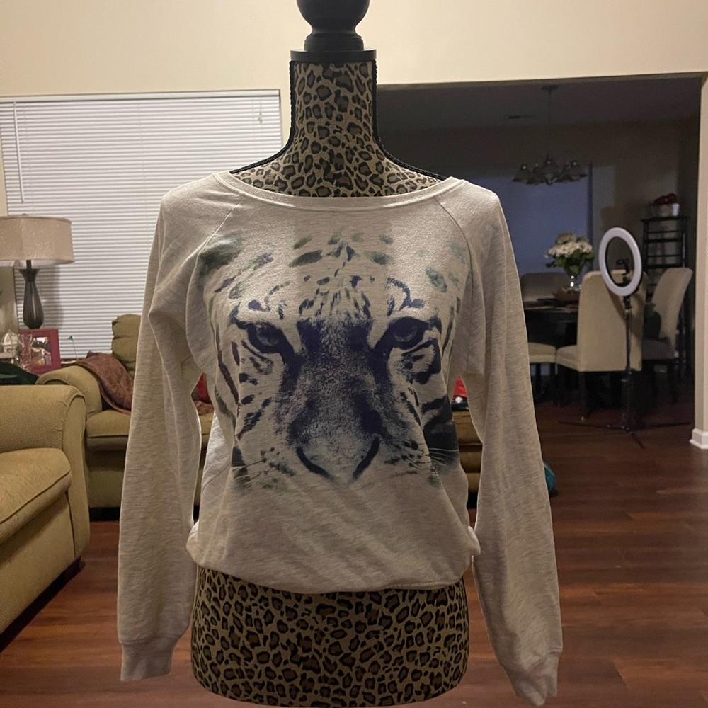 White Modern Lux Tiger Sweater
